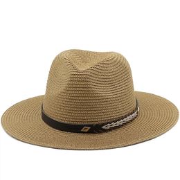 58-60CM Panama Chapeau D'été Loisirs Soleil Chapeaux Pour Femmes Hommes Plage Chapeaux De Paille Mode UV Protection Solaire Casquettes De Voyage Chapeu Feminino 240325