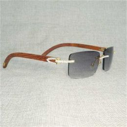 58% lunettes de soleil tendance designer Strass bois naturel aléatoire hommes bois carré rétro pierre nuances lunettes pour Club SummerKajia nouveau