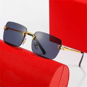 Lunettes de soleil sans monture pour hommes et femmes, monture généreuse en métal, pâte frite, torsions de jambes, à la mode, vente en gros, 58%