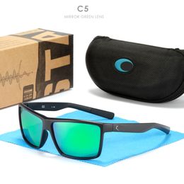 Gafas de sol polarizadas 580P para hombre, gafas de sol Costas de diseñador con marco cuadrado, lentes de espejo TR90, gafas para conducir y pescar