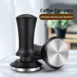 Tambour à café de 585 mm, hauteur réglable avec échelle, ressorts à expresso de 30 lb, bourrage calibré, base plate en acier inoxydable, 515-358mm, 240104