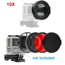 Loupe de gros plan 58mm 16x, filtre d'objectif Macro rouge pour Hero 3 4 5 6 7 8 9, étui noir étanche, accessoires de caméra 231226