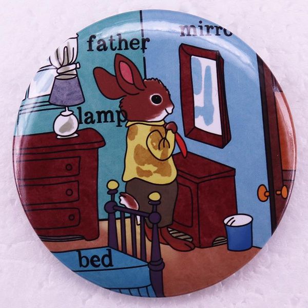 58 mm Enfance Comic Rabbit Tinplate Brooch Migne Anime Movies Games Épingles en émail collectif Collectez Broche de carton Badges de badges