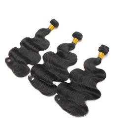 10pcs / lots Meilleure Qualité Pas Cher Brésilien Vierge Corps Vague de Cheveux Humains Tisse 10 "-30" # 1B Noir 100 Péruvien Remy Trame de Cheveux Humains