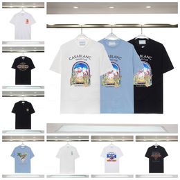 5A 2024 Camiseta Casablanca Nueva camiseta para hombres Diseñador de camisetas de diseñador de camiseta transpirable Carta impresa Ropa impresa Summer Manga corta 001 001