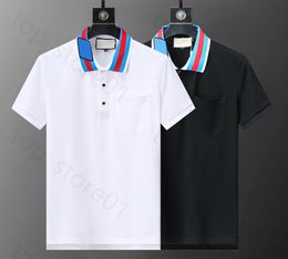 5A 2024 POLO MENS POLO POLOS Camisas para el hombre Enfoque de moda Bordado Bordado Veligas Bees Patrón de impresión Ropa ropa TEE NEGRO BLANCHA Mens Camiseta 06