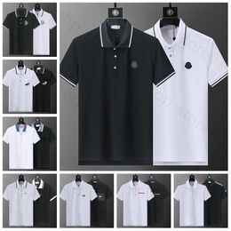 5A 2024 POLO CAMISO MENTE POLOS POLOS CAMISAS PARA MANO FOOL FOMBLE Bordado Bordado Veligas Bees Patrón de impresión Ropa ropa TEE NEGRO BLANCHA Mens Camiseta 03