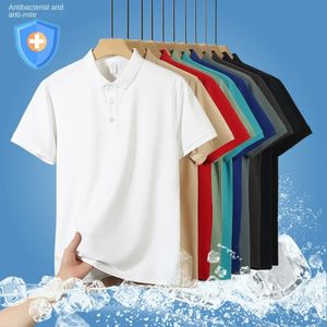 5a Antibacteriële zomers vaste kleur Rapel Rapel Korte mouwen Polo shirt Ice Zijde Pearl katoenen herenkleding kan worden aangepast 240426