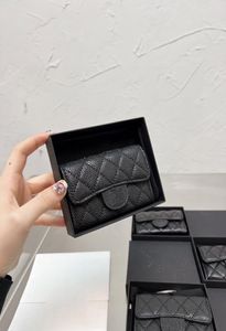 5A Black Gold SheepSkin Caviar Classic Men Women Mini Small Small Wallet Crédit de haute qualité CF Holder Slim Bank Card Holder avec BO4515479