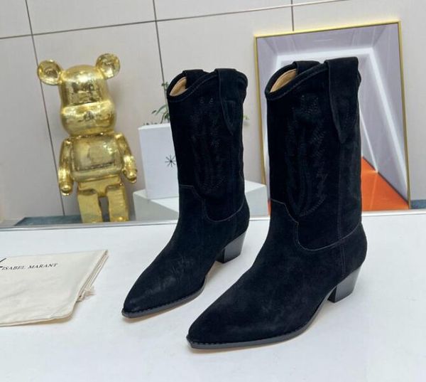 5A Boots IM8156420 IsabelMarant Dahope Botín de cuero bordado de gamuza Zapatos Desinger con descuento para mujer Talla 35-41 Fendave