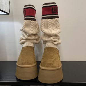 5A Marque Designer Chaussures Bottes de créateurs Chaussettes tricotées en laine Bottes à semelle épaisse Chaussettes Bottes à capuche Mode et bottes longues chaudes 35-40