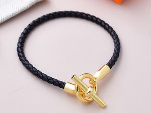 5A Bracelets porte-bonheur HM Bracelet à sangle courte en cuir véritable en noir pour femme avec sac à poussière taille de boîte 16-21 Fendave