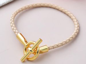 5A Bracelets porte-bonheur HM Bracelet à sangle courte en cuir véritable en abricot pour femme avec sac à poussière taille de boîte 16-21 Fendave
