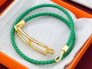 5A Charm Armbanden HM Lederen Band Armband in Groene Kleur Voor Vrouwen Met Stofzak Doos Maat 16-21 Fendave