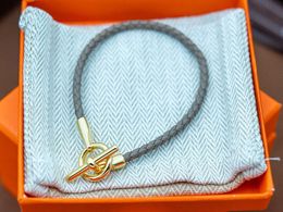 5A Bracelets à breloques HM Glenan Bracelet à sangle courte unique en cuir véritable de couleur 09 gris foncé pour femme avec sac à poussière Taille de la boîte 16-21 Fendave