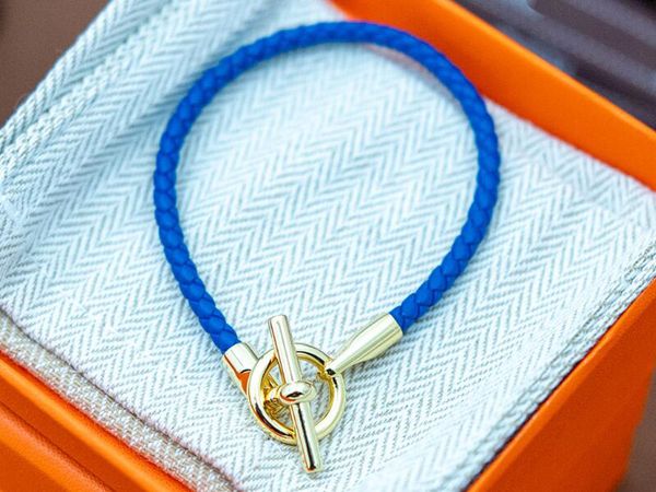 5A Bracelets à breloques HM Glenan Bracelet à sangle courte unique en cuir véritable de couleur 12 bleu royal pour femme avec sac à poussière Taille de la boîte 16-21 Fendave