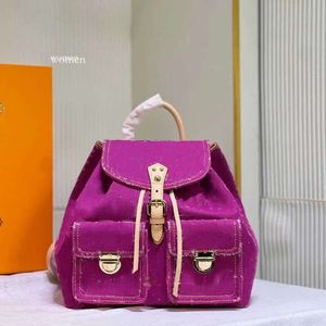 5a Mochila de vaquero Bolso de hombro 44460 Mujeres Mochila Bolsos Monedero Flor vieja Letras de moda Correa de cuero Hombres Viajes Bolsos cruzados marca