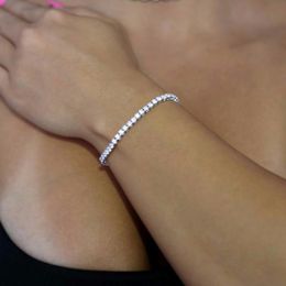 5A Zirconia cúbica CZ HIP Hop Bling mujer chica joyería 3MM CZ fina cadena de tenis chispa pulsera de moda joyería