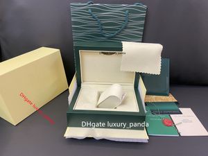 5a Dark Green Watch Boxes Originele houten mode geschenkdoos voor 126610 126613 116500 116506 126710 126660 Luxe Rolex Watch Box Card Let Handbag-a
