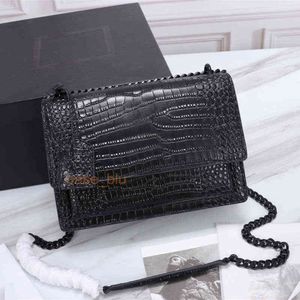 5A Sac à bandoulière design Sacs à main de luxe de haute qualité Style crocodile Poche à rabat SUNSET Medium Femmes Chaîne Cuir