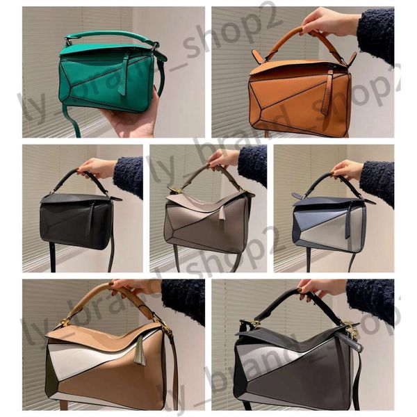 5A Designer Loewew Sac authentique en cuir sac à main seau de godet de seau de femme pozzle pozzer crayons crossbody géométrie carrée patchwork 833