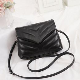 5A Diseñador de bolsos de lujo bolsos de cadena monederos cuadrados gordos LOULOU bolso de cuero real mujeres hombro de alta calidad Flapbag mini bolso negro con caja
