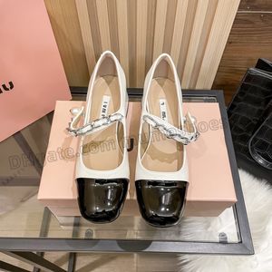 5A Zapatos de diseñador Bailarinas de cuero Nappa de alta calidad Sandalias Tacón de encaje con hebilla Cintas ajustables Mujeres Sandalias de baile de ballet beige desnudas Zapatos con caja