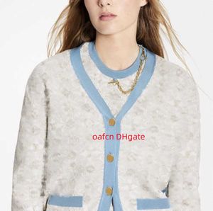 5A Designer Pull Femme Cardigan Couple Porter Vieux Motif De Fleurs Automne/Hiver Mode Sweat À Capuche Femme Micro Label Logo Contraste Bord Pull Tricoté Cardigan