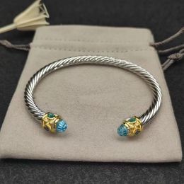 5a dy diamant armband kabel armbanden dy pulsera luxe sieraden voor dames mannen zilveren gold parelhoofd x vormige manchetarmband fahion sieraden voor kerstcadeau 5 mm