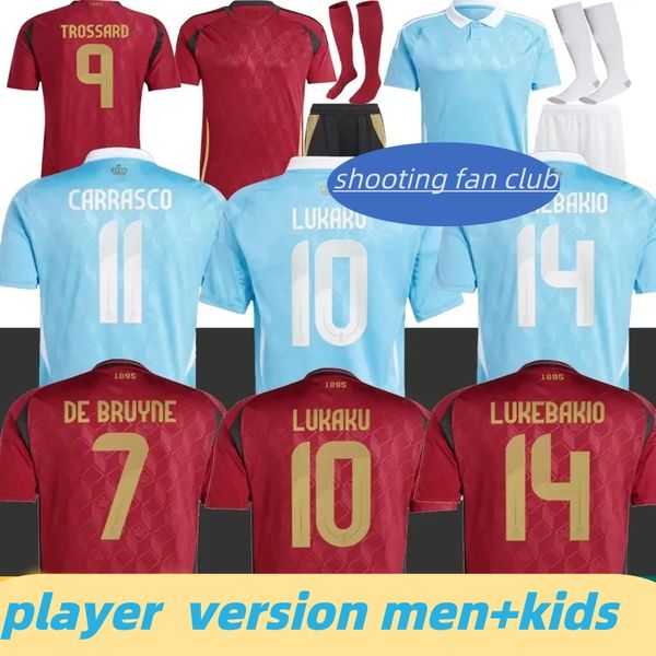 5A+ Europ Cup Jugador nacional Jersey de fútbol Bélgica DE BRUYNE LUKAKU DOKU 2024 2025 Camisetas de fútbol Set Home Away Train CARRASCO FAES CASTAGNE MENS KITS PARA NIÑOS ENVÍO GRATIS