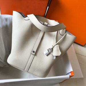 5A Moda de cuero auténtico nuevos bolsos de hombro bolso de cubo para mujer bolso de compras bolsos de diseñador bolso de alta calidad con cerradura