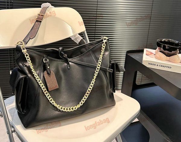 5A Nouveau sac à provisions à chaîne fourre-tout pour femmes à la mode, tout noir, fourre-tout à cargaison foncée, indispensable à l'épaule, porte-monnaie portable lorsque