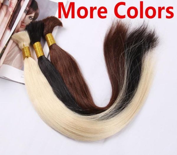 5A Grade 50g soyeux droit noir brun blond mélange Piano Ombre couleur cheveux en vrac cheveux tresse 100 extensions de cheveux humains 4351951