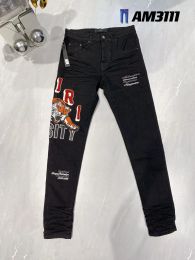 5A jeans voor heren jeans linnen broek Hip Hop Heren Jeans Distressed Ripped Biker Slim Fit Motorcycle For Men Borduren