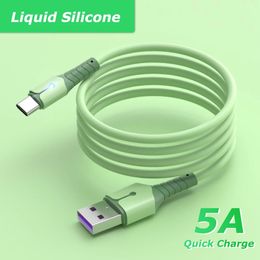 5A Liquid Silicone Super Fast Charge Cable Micro USB Type C-kabel voor Samsung Huawei Xiaomi One Plus Opladen Draadkabel