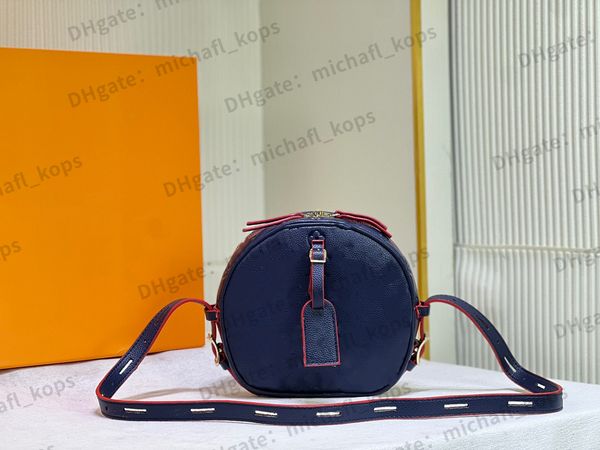 5A Designer de luxe en relief femmes Sac de mode 2022 Nouveau une couche de tête de mode d'épaule en peau de vache classique gâteau rond sac à bandoulière 45167