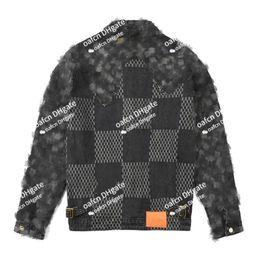 Chaqueta de diseño de hombre 5A con chaqueta de tela jacquard de mezclilla con patrón de tablero de ajedrez