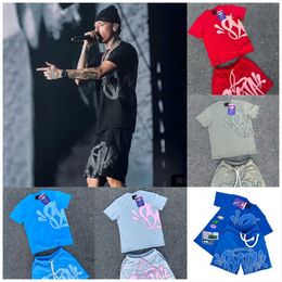 5A Conjunto de camisetas Syna World para hombre, camisetas cortas estampadas, camiseta gráfica SynaWorld, camiseta y pantalones cortos, camisetas de hip hop y2k de alta calidad SS