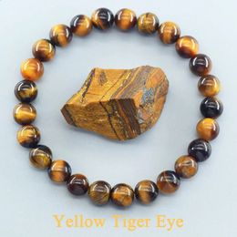 5A Pulsera de tigre natural hombres y mujeres Joyas de piedra Joyería de piedra Buda Buda de cuerda elástica de la pareja de cristal 240423