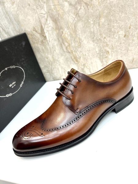 5A BOÎTE D'ORIGINE Design De Luxe Hommes Oxford Chaussures En Cuir Véritable Bout Pointu Brogue Chaussures Britanniques Robe D'affaires Chaussures De Mariage De Fête Chaussures