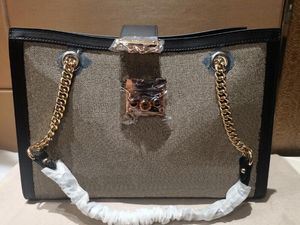 Realfine Bags 5A 479197 35 cm cadenas moyen toile/Signature cuir sacs à bandoulière pour femmes avec sac à poussière
