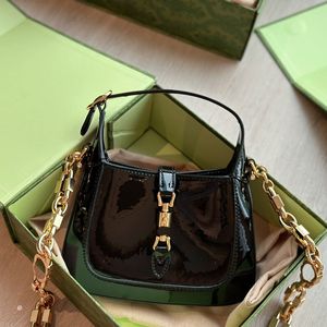 5a Kwaliteitsketen Handtas Lady Schoudertas Subaxillary Tassen Crossbody Purse Cow Echt lederen Patent Serpentine Fashion Jackie Gold Metal Clasp Clutch 699651