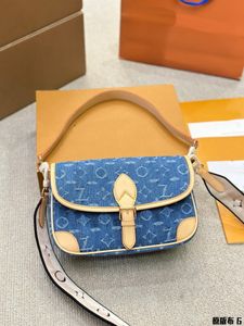 5A Kwaliteitsontwerper Mode Damestas Handtassen Portemonnee Leren handtas Crossbody Schoudertas Messenger Tote Bag Portemonnee Cosmetische tassen Blauw canvas Kleine vierkante tas