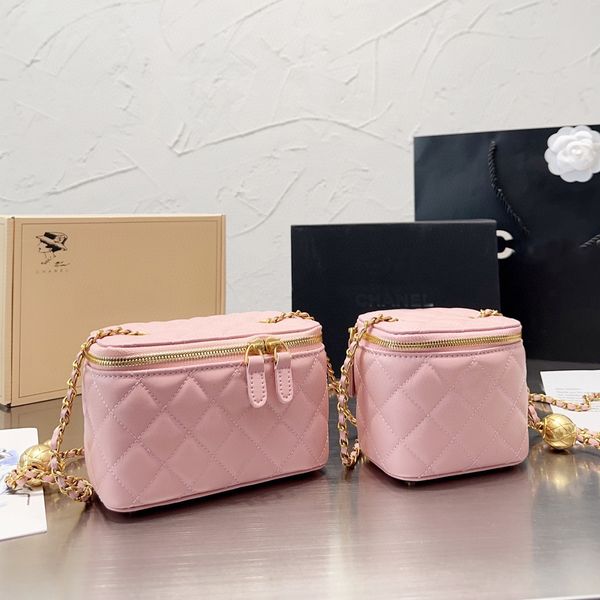 5a calidad mujeres bolsos crossbody bolsos de hombro diseñador lujo mini caja portátil cosmético lápiz labial bolsa piel de oveja negro damas moda pequeños monederos bola de oro