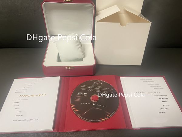 5A rouge Original boîtes de montre en bois bleu ballon réservoir montres boîtier de haute qualité boîte de montre CD certificat brochure sac à main-a
