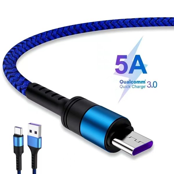 5A câble de Type C Super rapide Charge rapide 3.0 USB C câble de Charge cordon pour Samsung Huawei P30 Xiaomi Google Pixel 8 7