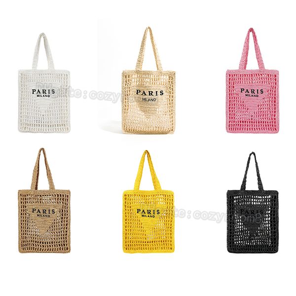 Designer raphia bag Hollow Large Women the tote bag Luxury Shopping Totes Straw Hollow Shoulder Bags Out Purse Ladies Summer Knitting capacity loisirs Sacs à main