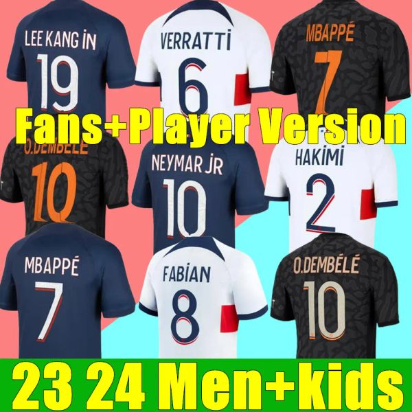 5A + TOP Nouveau 23 24 MBAPPE HAKIMI Soccer Jerseys Vitinha N.Mendes O.Dembele Maillots de football 2023 2024 Marquinhos Verratti Hommes Femmes Enfants Kit Chemise Uniformes Accueil 3ème