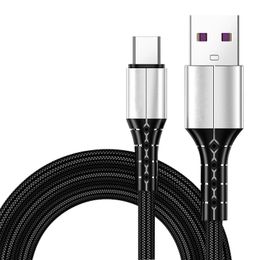 Câble USB 5A avec port de données type-c pour charge rapide android chargeur téléphone portable câble en nylon solide 1 / 1.5M