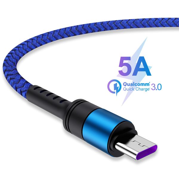 Câbles USB Type C 5A pour Huawei P40 Pro Mate 30 P30 Supercharge 40W câble de chargeur USB-C à charge rapide pour Samsung S20 S10